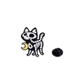 Halloween black cat skeleton enamel pin with crescent moon and rubber clutch back - Moon Skeleton Cat (CZ0798-4)