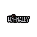 Enamel lapel pin featuring white FRI-NALLY text and a red heart on black background - FRI-NALLY Letter Style (QHXZ844) / Black