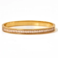 Gold plated stainless steel bracelet featuring rectangular baguette-cut cubic zirconia - Baguette Zirconia Channel Setting Bangle (KAS880)