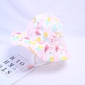Kids white cotton sun hat featuring pink flamingo print and yellow Relax text detail - 18 Flamingo Foundation / 54cm