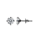 Classic S925 sterling silver four-prong stud earrings with clear round zirconia stones - 2mm / Black & Gold