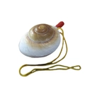 Natural conch shell whistle with red plastic mouthpiece and yellow neck lanyard - Bread Shell Whistle