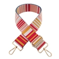 Ethnic jacquard woven wide shoulder strap with colorful stripes and gold metal buckles - Silver Clasp / 02-Colorful Stripes