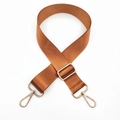Adjustable brown nylon shoulder strap with gold metal hooks for handbags and crossbody bags - Gold Buckle / Yellow Brown
