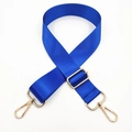 Detail of adjustable blue nylon strap with gold-tone metal hooks for shoulder bags - Royal Blue