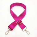 Detail of rose red nylon bag strap with adjustable gold hardware and lobster clasps - Rose Red