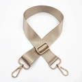 Adjustable khaki nylon wide shoulder strap with gold metal swivel hooks and buckle - Khaki