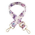 Adjustable wide replacement strap with colorful thermal transfer butterfly pattern and gold clips - Style 234 (White Butterfly)