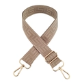 Adjustable 3.8cm wide khaki strap for crossbody bags with gold metal hooks and maze pattern - Nude Khaki