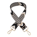 Adjustable crossbody bag strap with colorful chevron pattern and gold metal hooks - Gold Buckle / Black