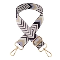 Close-up of woven bag strap with purple chevron pattern and golden lobster clasps - J15 - Dark Purple / Antique Brass Hardware