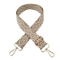 Detail of geometric jacquard bag strap with gold metal hooks and adjustable buckle - Beige Deep Khaki Triangle