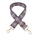 Detail of adjustable geometric diamond weave strap with gold metal spring hooks - Beige Deep Purple Triangle