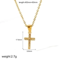 18k goud vergulde titanium stalen ketting met sprankelende kruishanger en zirkonia steentjes - Eenvoudig Pavé Kruis (TN3360)
