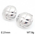 Pendientes de bola trenzada de plata en acero de titanio con diámetro de 21mm - Pendientes de Botón Redondos de Textura Tejida Color Acero (KE113971-KFC)
