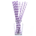 Unicorn theme party paper straws with purple and white stripes in a glass jar - Purple Straws 16pcs