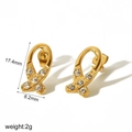 Detail view of 18k gold plated stainless steel earrings with size 17.4mm and weight 2g - Geometric Zirconia Style (TE6809)