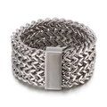 Anillo de acero inoxidable plateado con diseño trenzado de cuatro filas tipo dragón - US 8 / Color Acero