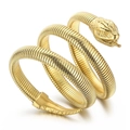 Three-layer spiral golden snake bracelet in 304 stainless steel with textured scales - Gold Snake Wrap Style (KB154229-KJX)