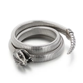 Silver snake wrap bracelet with detailed scale texture and flexible three-layer design - Steel Color Snake Wrap Style (KB148287-KJX)