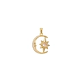 Detailed view of crescent moon and star pendant with opal and small zircon inlays - Star Moon Pendant