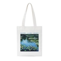Witte canvas draagtas met Monet Waterlelies kunstdruk en lange schouderbanden - Monet Waterlelies Stijl 2