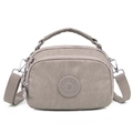 Beige grey nylon crossbody bag for women with multi-zipper and adjustable strap - Light Grey Blue