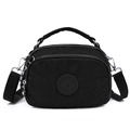 Black nylon crossbody bag with multiple zipper pockets and adjustable shoulder strap - Classic Black
