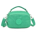 Green nylon shoulder bag with adjustable strap and silver zippers for women - Leek Green