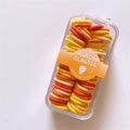 Kids elastic hair bands in orange and yellow colors inside a clear plastic box - No. 3 Orange Yellow Series