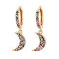 Bohemian gold hoop earrings with rainbow zircon stones and colorful moon pendants - Moon Style