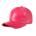 Detailed texture of rose red faux leather baseball cap with glossy finish and curved brim - Adult Size (90g) / Rose Red