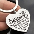 Portachiavi a cuore in acciaio inox con incisione dedica alla mamma e motivi floreali - Amore materno