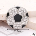 Sparkling crystal soccer ball pendant with black enamel in silver-tone alloy, 2.8cm charm - Football