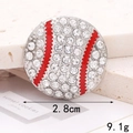 Detailed view of rhinestone baseball pendant charm with red enamel stitching, 2.8cm size - Baseball