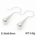 Elegantes pendientes minimalistas de gota en plata titanio con acabado metálico pulido - Grande Plateado (KE109883-KFC) / 34x6.6mm