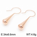 Elegantes pendientes de gota de acero de titanio con acabado en oro rosa - Grande Oro Rosa (KE109884-KFC) / 34x6.6mm