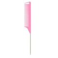 Pink professional hair highlighting comb with fine teeth and a long metal tail tip - Pink