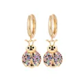 Golden ladybug earrings featuring colorful pave cubic zirconia in a dangle style - Style 10 (Ladybug)