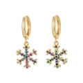 Colorful zircon snowflake hoop earrings in gold plating for women's jewelry collection - Style 13 (Snowflake)
