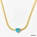Gouden slangenketting met een hartvormige blauwe zirkoon hanger voor vrouwen - Goud + Blauwe Zirkonia