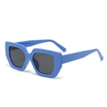 Modern oversized square sunglasses featuring a thick Klein blue frame and dark grey lenses - Blue Frame Gray Lens