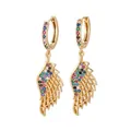 Golden angel wing hoop earrings with colorful zircon rhinestones for women - Wings Style