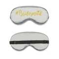 Silver silk sleep mask with gold #Bridesmaid print and black adjustable strap - Gold Foil Bridesmaid / Gray