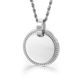 Polished silver titanium steel round pendant with CZ stones and rope chain - Steel Color (Without Chain) (KP95957-GC)