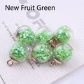 DIY jewelry kit featuring six fresh green star-shaped sequin glass globe pendants - Fruit Green