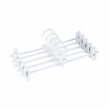 Set of four white plastic pants hangers with adjustable non-slip clips for skirts - A2592 Standard / White
