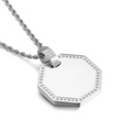 Octagon silver titanium steel necklace with paved CZ stones and a polished center pendant - Steel Color (Pendant Only) (KP95963-GC)
