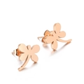 Orecchini a perno a forma di libellula in oro rosa lucido per donna con design ad ali - Oro rosa