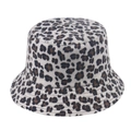 Double-sided leopard print bucket hat made of warm plush fabric for autumn and winter - 58cm / White